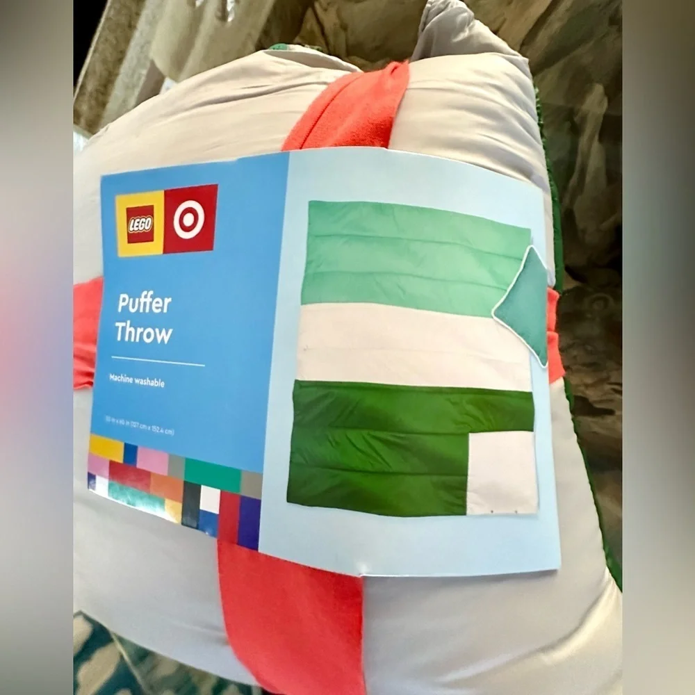 RARE Target x Lego Collection NWT Color Block Puffer Throw Blanket